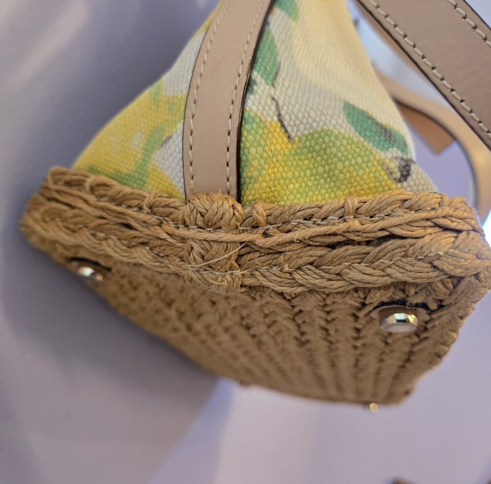 Kate Spade 💥RARE💥 Capri Espadrille Painterly Lemon Satchel Crossbody EUC #130 - Picture 3 of 12